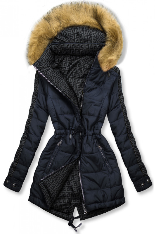 Parka invernale doppia faccia blu scuro/grigio