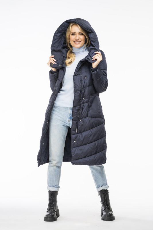 Giacca invernale blu scuro con colletto alto