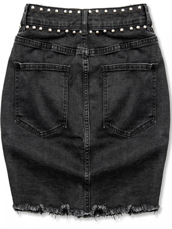 Gonna jeans nera con borchie argento