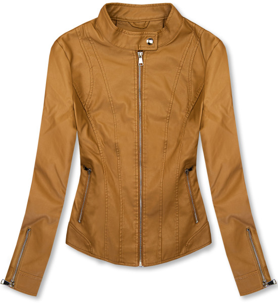 Giacca basic in similpelle marrone cammello