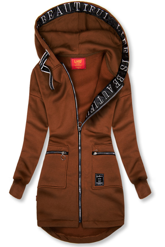Felpa sportiva allungata marrone cioccolato