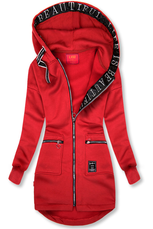 Felpa sportiva allungata rossa
