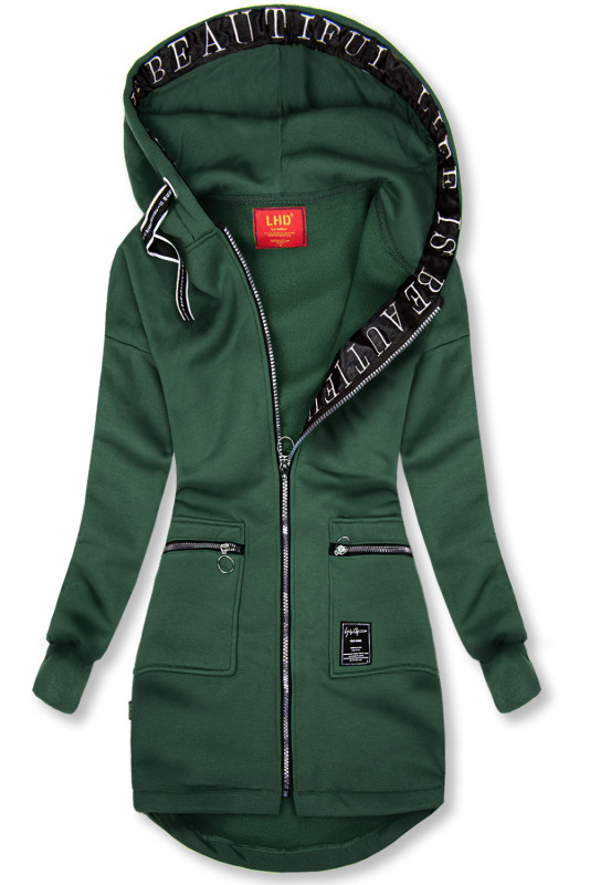 Felpa sportiva allungata verde smeraldo