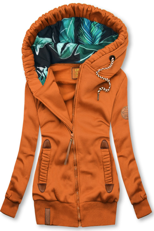 Felpa terracotta con fodera colorata nel cappuccio