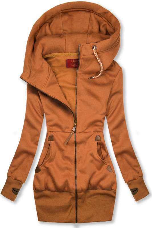 Felpa mattone arancione estesa con zip