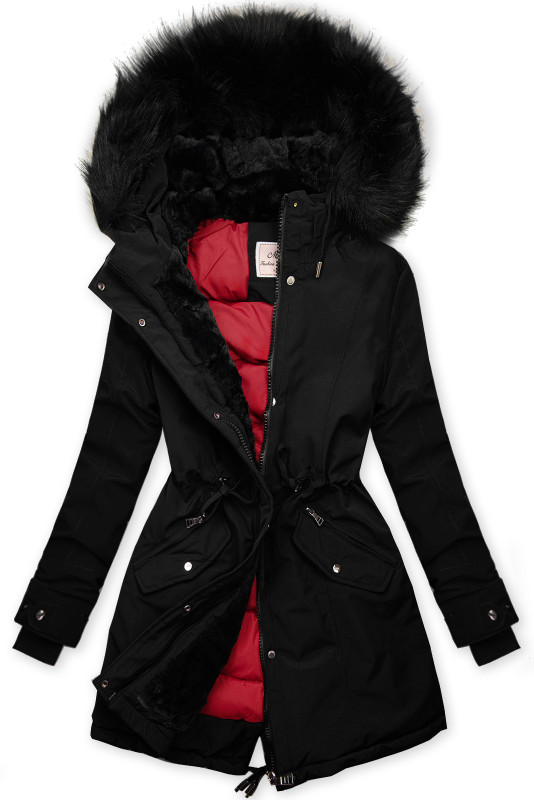 Parka invernale classico nero/rosso