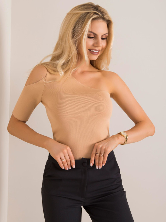 Blusa beige con scollatura asimmetrica RUE PARIS