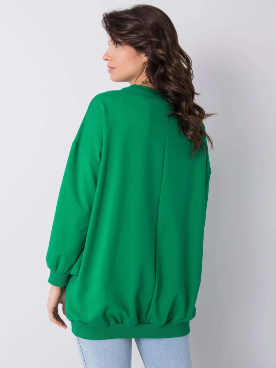Maglione verde in cotone con volant