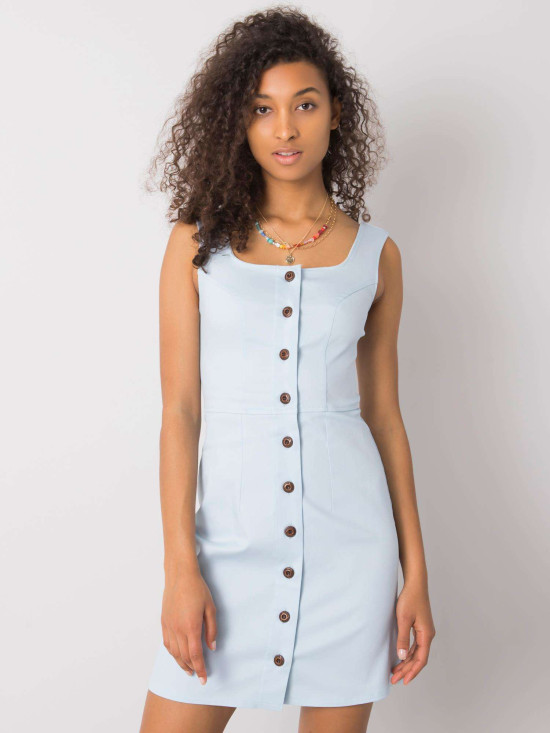 Vestito blu chiaro con bottoni