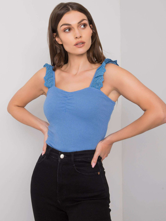 Top in cotone blu scuro