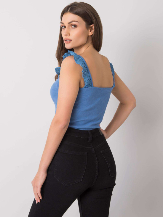 Top in cotone blu scuro