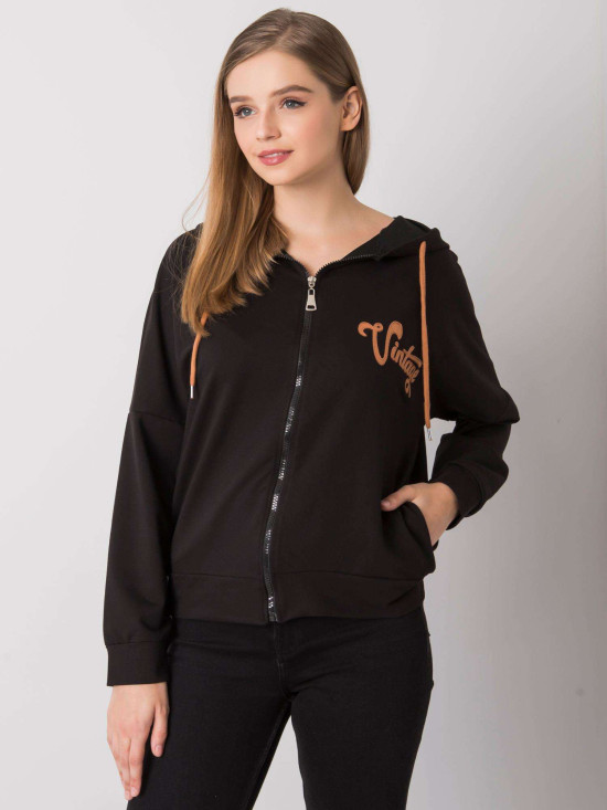 Felpa nera con zip e cappuccio