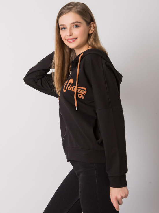 Felpa nera con zip e cappuccio