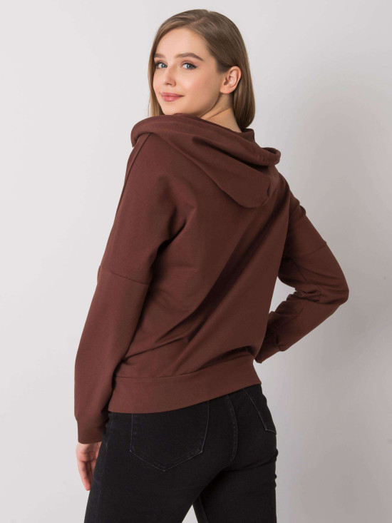 Felpa marrone con zip e cappuccio