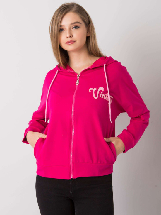 Felpa rosa con cappuccio e zip