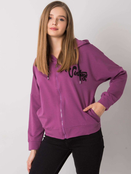 Felpa viola con zip e cappuccio