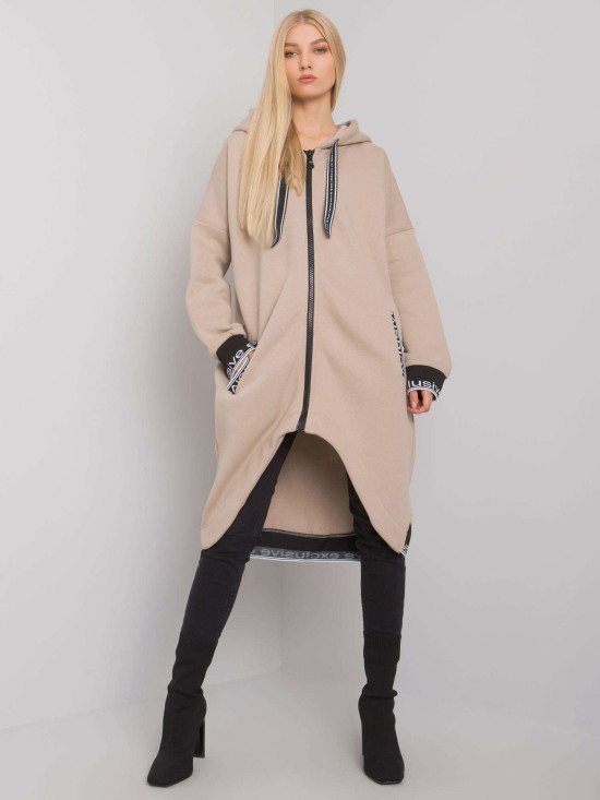 Felpa beige da donna con zip