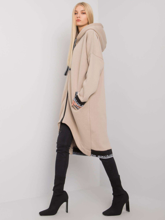 Felpa beige da donna con zip