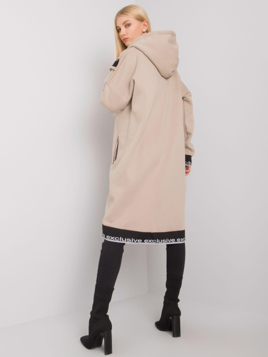 Felpa beige da donna con zip