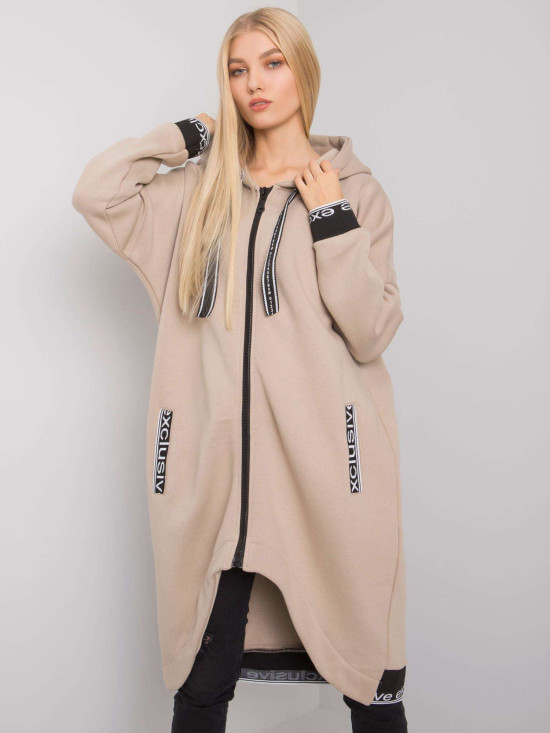Felpa beige da donna con zip