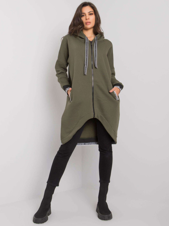 Felpa khaki da donna con zip