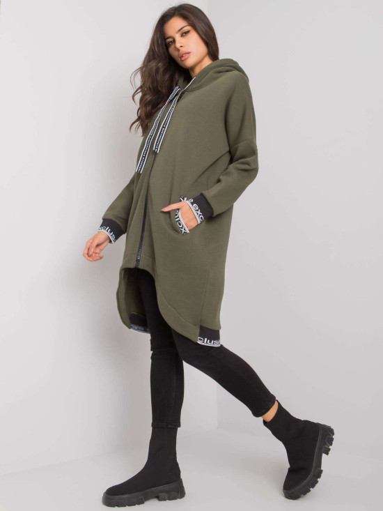 Felpa khaki da donna con zip