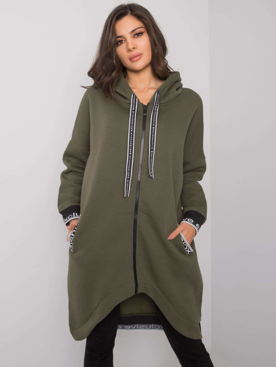 Felpa khaki da donna con zip
