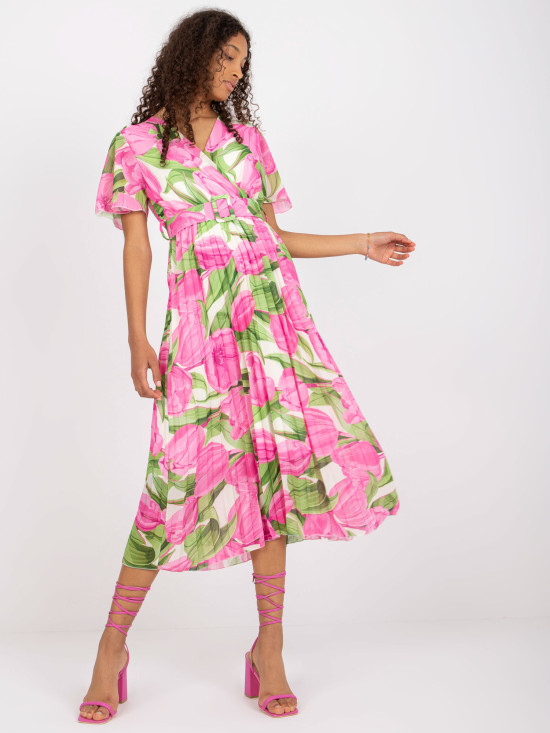 Abito midi rosa floreale
