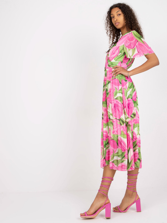 Abito midi rosa floreale