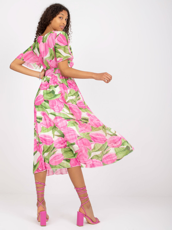Abito midi rosa floreale