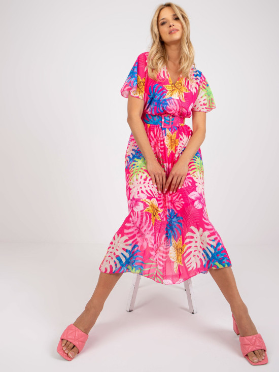 Elegante abito midi in rosa scuro