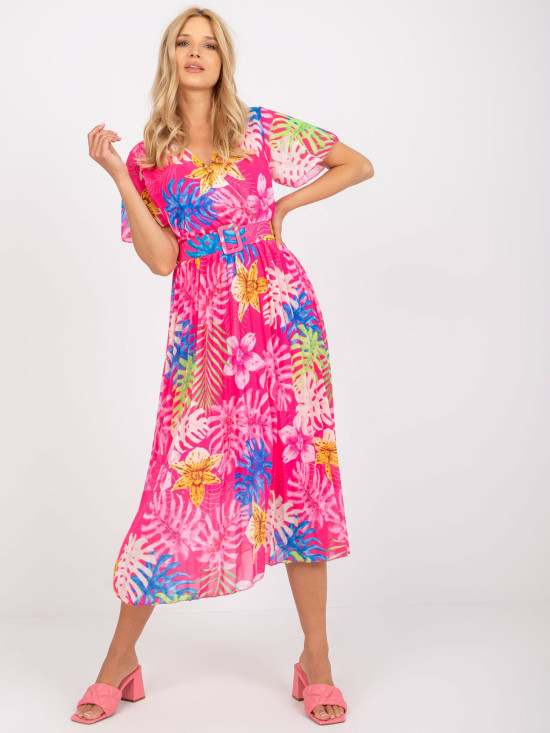 Elegante abito midi in rosa scuro