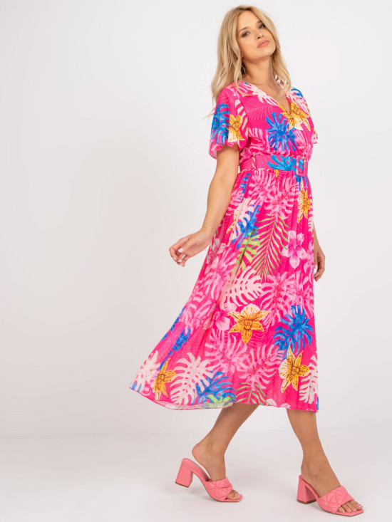Elegante abito midi in rosa scuro