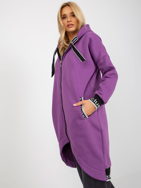 Felpa lunga viola da donna con lacci