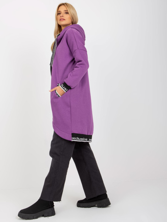 Felpa lunga viola da donna con lacci