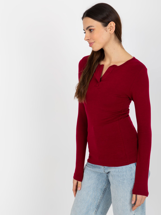 Blusa Bordeaux in Viscosa con Scollo a V