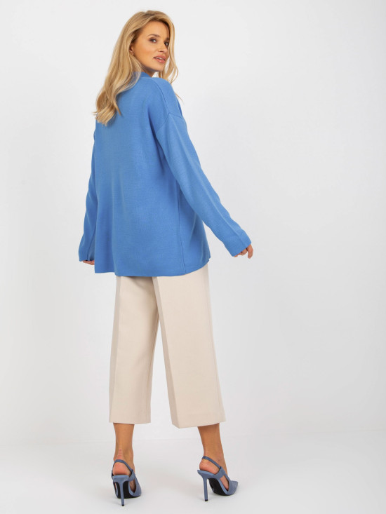 Plavi dugi oversize pulover s ovratnikom RUE PARIS