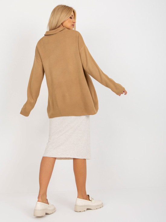 Camel ženski oversize pulover s ovratnikom RUE PARIS