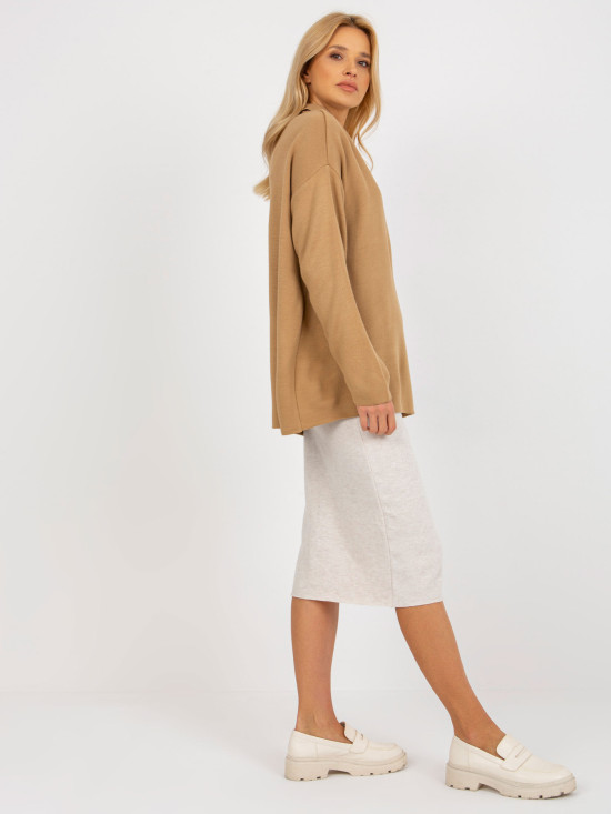 Camel ženski oversize pulover s ovratnikom RUE PARIS