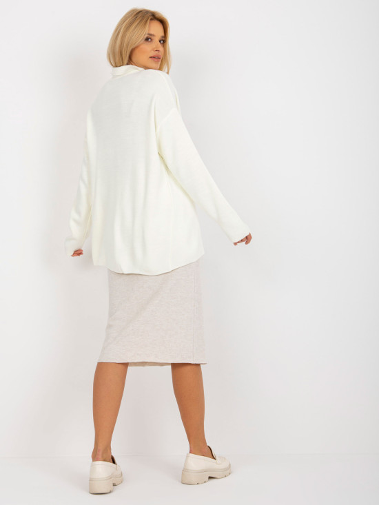 Ecru dugi oversize pulover s ovratnikom RUE PARIS