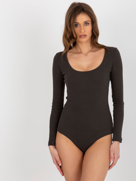 Khaki prugasto body s dugim rukavima