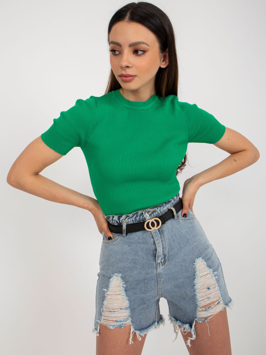Shorts in denim blu per donna con cintura