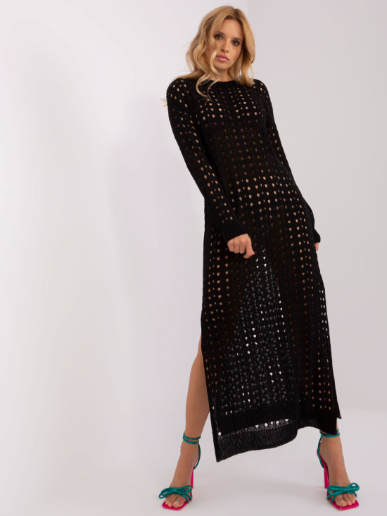 Abito maxi da spiaggia nero con spacco