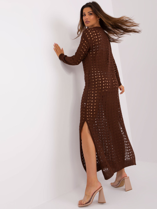 Abito maxi in maglia marrone scuro