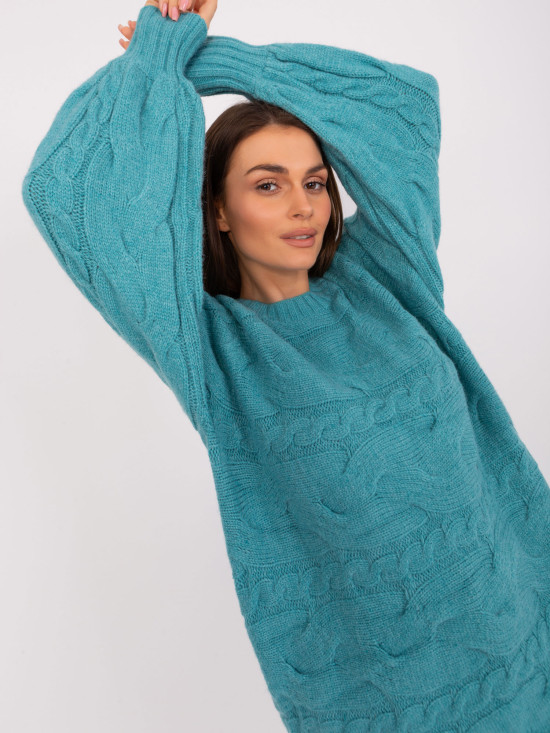 Tirkizna oversize pletena haljina