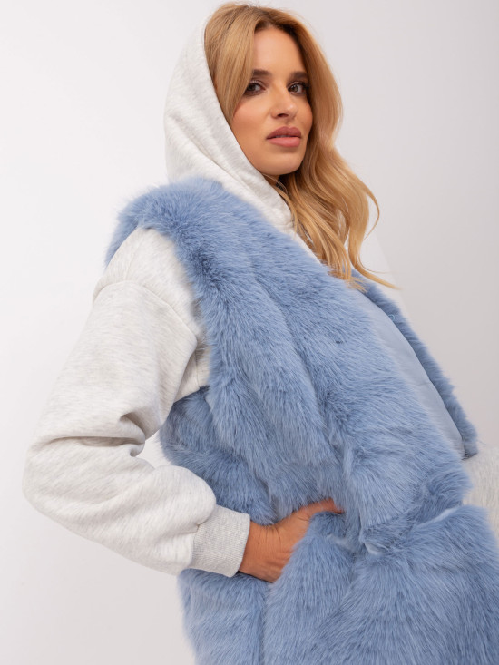 Gilet in pelliccia blu con chiusura