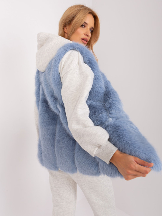 Gilet in pelliccia blu con chiusura