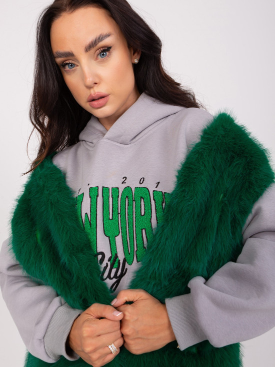 Gilet in pelliccia verde scuro da donna