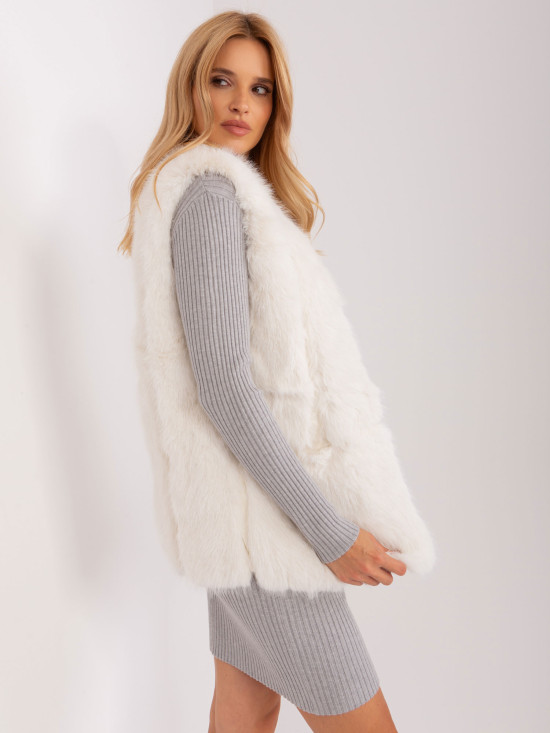 Gilet in pelliccia da donna Ecru