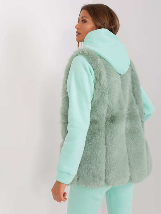 Gilet in pelliccia pistacchio con tasche